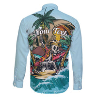 Personalized Aloha Hawaii Skeleton Family Matching Long Sleeve Bodycon Dress and Hawaiian Shirt Tropical Summer Vibe LT01 - Polynesian Pride