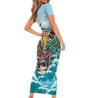 Personalized Aloha Hawaii Skeleton Family Matching Short Sleeve Bodycon Dress and Hawaiian Shirt Tropical Summer Vibe LT01 - Polynesian Pride