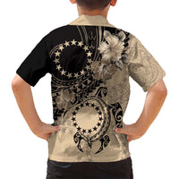 Cook Islands Turtle Family Matching Tank Maxi Dress and Hawaiian Shirt Stars and Hibiscus - Beige LT01 - Polynesian Pride