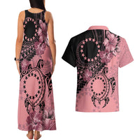 Cook Islands Turtle Couples Matching Tank Maxi Dress and Hawaiian Shirt Stars and Hibiscus - Pink LT01 - Polynesian Pride