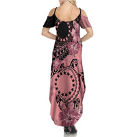 Cook Islands Turtle Family Matching Summer Maxi Dress and Hawaiian Shirt Stars and Hibiscus - Pink LT01 - Polynesian Pride