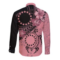 Cook Islands Turtle Long Sleeve Button Shirt Stars and Hibiscus - Pink LT01 - Polynesian Pride