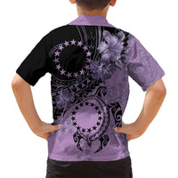 Cook Islands Turtle Family Matching Puletasi and Hawaiian Shirt Stars and Hibiscus - Purple LT01 - Polynesian Pride