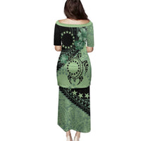 Cook Islands Turtle Family Matching Puletasi and Hawaiian Shirt Stars and Hibiscus - Green LT01 - Polynesian Pride