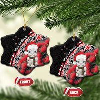 New Zealand Christmas Meri Kirihimete Ceramic Ornament Santa Hei Tiki Pohutukawa LT01 Snow Flake Black - Polynesian Pride