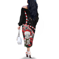 New Zealand Christmas Meri Kirihimete Family Matching Off The Shoulder Long Sleeve Dress and Hawaiian Shirt Santa Hei Tiki Pohutukawa LT01 - Polynesian Pride