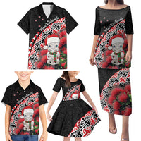 New Zealand Christmas Meri Kirihimete Family Matching Puletasi and Hawaiian Shirt Santa Hei Tiki Pohutukawa LT01 - Polynesian Pride