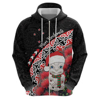 New Zealand Christmas Meri Kirihimete Hoodie Santa Hei Tiki Pohutukawa LT01 - Polynesian Pride