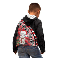 New Zealand Christmas Meri Kirihimete Kid Hoodie Santa Hei Tiki Pohutukawa LT01 - Polynesian Pride