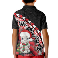 New Zealand Christmas Meri Kirihimete Kid Polo Shirt Santa Hei Tiki Pohutukawa LT01 - Polynesian Pride