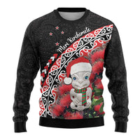 New Zealand Christmas Meri Kirihimete Ugly Christmas Sweater Santa Hei Tiki Pohutukawa LT01 - Polynesian Pride