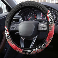 New Zealand Christmas Meri Kirihimete Steering Wheel Cover Santa Hei Tiki Pohutukawa LT01 - Polynesian Pride