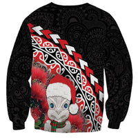 New Zealand Christmas Meri Kirihimete Sweatshirt Santa Hei Tiki Pohutukawa LT01 - Polynesian Pride