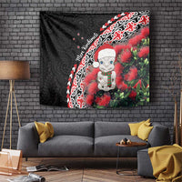 New Zealand Christmas Meri Kirihimete Tapestry Santa Hei Tiki Pohutukawa LT01 Black - Polynesian Pride