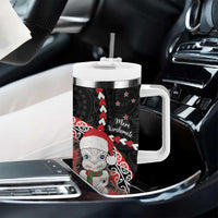 New Zealand Christmas Meri Kirihimete Tumbler With Handle Santa Hei Tiki Pohutukawa LT01 - Polynesian Pride