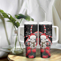 New Zealand Christmas Meri Kirihimete Tumbler With Handle Santa Hei Tiki Pohutukawa LT01 - Polynesian Pride