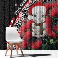 New Zealand Christmas Meri Kirihimete Window Curtain Santa Hei Tiki Pohutukawa LT01 - Polynesian Pride