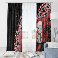 New Zealand Christmas Meri Kirihimete Window Curtain Santa Hei Tiki Pohutukawa LT01 - Polynesian Pride