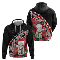 New Zealand Christmas Meri Kirihimete Zip Hoodie Santa Hei Tiki Pohutukawa LT01 - Polynesian Pride