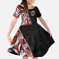 Aotearoa Toitu Te Tiriti Family Matching Summer Maxi Dress and Hawaiian Shirt Honour The Treaty New Zealand LT01 Daughter's Dress Black - Polynesian Pride
