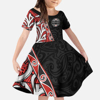 Aotearoa Toitu Te Tiriti Kid Short Sleeve Dress Honour The Treaty New Zealand LT01 KID Black - Polynesian Pride