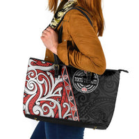 Aotearoa Toitu Te Tiriti Leather Tote Bag Honour The Treaty New Zealand LT01 Black - Polynesian Pride