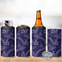 Deep Blue Monstera 4 in 1 Can Cooler Tumbler Polynesian Tribal Pattern - Polynesian Pride