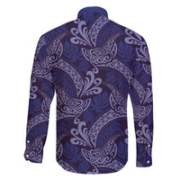 Deep Blue Monstera Family Matching Long Sleeve Bodycon Dress and Hawaiian Shirt Polynesian Tribal Pattern LT01 - Polynesian Pride