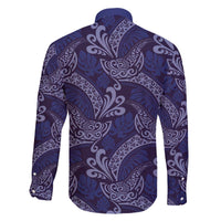 Deep Blue Monstera Family Matching Off The Shoulder Long Sleeve Dress and Hawaiian Shirt Polynesian Tribal Pattern LT01 - Polynesian Pride