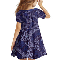 Deep Blue Monstera Family Matching Puletasi and Hawaiian Shirt Polynesian Tribal Pattern - Polynesian Pride