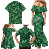 Forest Green Monstera Family Matching Mermaid Dress and Hawaiian Shirt Polynesian Tribal Pattern LT01 - Polynesian Pride