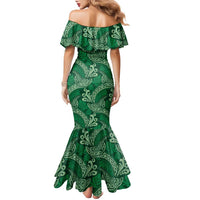Forest Green Monstera Family Matching Mermaid Dress and Hawaiian Shirt Polynesian Tribal Pattern LT01 - Polynesian Pride