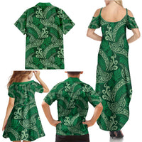 Forest Green Monstera Family Matching Summer Maxi Dress and Hawaiian Shirt Polynesian Tribal Pattern LT01 - Polynesian Pride