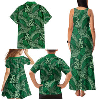 Forest Green Monstera Family Matching Tank Maxi Dress and Hawaiian Shirt Polynesian Tribal Pattern LT01 - Polynesian Pride