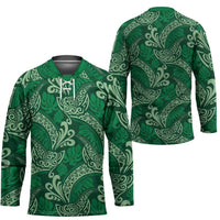 Forest Green Monstera Hockey Jersey Polynesian Tribal Pattern - Polynesian Pride