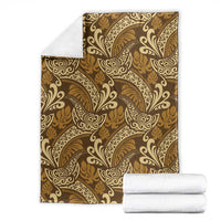 Brown Gold Monstera Blanket Polynesian Tribal Pattern - Polynesian Pride