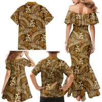 Brown Gold Monstera Family Matching Mermaid Dress and Hawaiian Shirt Polynesian Tribal Pattern LT01 - Polynesian Pride