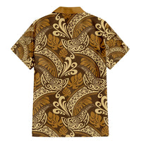 Brown Gold Monstera Family Matching Mermaid Dress and Hawaiian Shirt Polynesian Tribal Pattern LT01 - Polynesian Pride