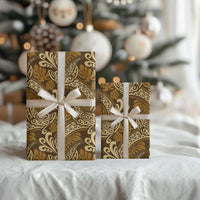 Brown Gold Monstera Wrapping Paper Polynesian Tribal Pattern - Polynesian Pride