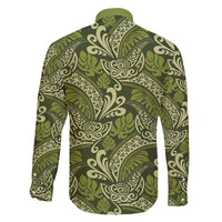 Olive Green Monstera Family Matching Off Shoulder Short Dress and Hawaiian Shirt Polynesian Tribal Pattern LT01 - Polynesian Pride