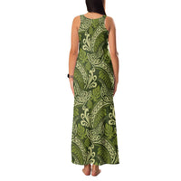 Olive Green Monstera Family Matching Tank Maxi Dress and Hawaiian Shirt Polynesian Tribal Pattern LT01 - Polynesian Pride