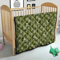 Olive Green Monstera Quilt Polynesian Tribal Pattern - Polynesian Pride