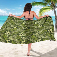 Olive Green Monstera Sarong Polynesian Tribal Pattern - Polynesian Pride