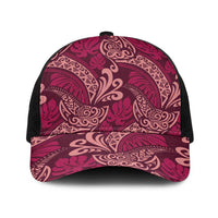 Sweet Pink Monstera Baseball Net Cap Polynesian Tribal Pattern - Polynesian Pride