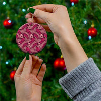 Sweet Pink Monstera Ceramic Ornament Polynesian Tribal Pattern - Polynesian Pride