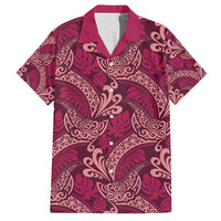 Sweet Pink Monstera Family Matching Off Shoulder Maxi Dress and Hawaiian Shirt Polynesian Tribal Pattern LT01 Dad's Shirt - Short Sleeve Pink - Polynesian Pride