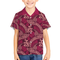 Sweet Pink Monstera Family Matching Puletasi and Hawaiian Shirt Polynesian Tribal Pattern LT01 Son's Shirt Pink - Polynesian Pride