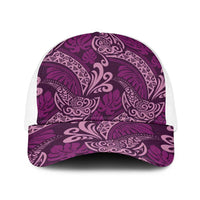Royal Purple Monstera Baseball Net Cap Polynesian Tribal Pattern - Polynesian Pride