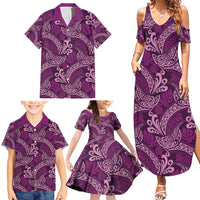 Royal Purple Monstera Family Matching Summer Maxi Dress and Hawaiian Shirt Polynesian Tribal Pattern LT01 - Polynesian Pride