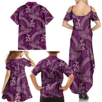 Royal Purple Monstera Family Matching Summer Maxi Dress and Hawaiian Shirt Polynesian Tribal Pattern LT01 - Polynesian Pride